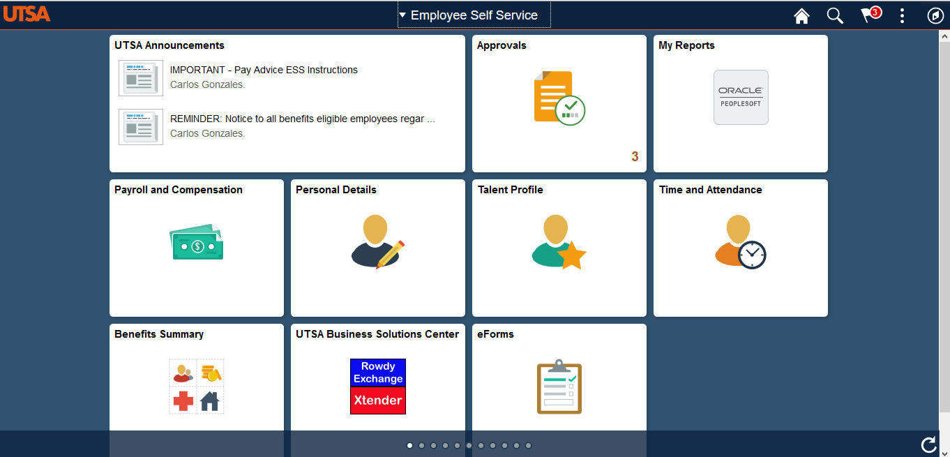 Screen shot of the Employee Self Service Fluid UI