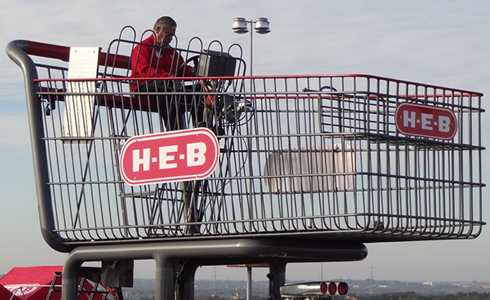 giant HEB shopping cart