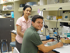 student in lab