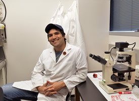 student in lab