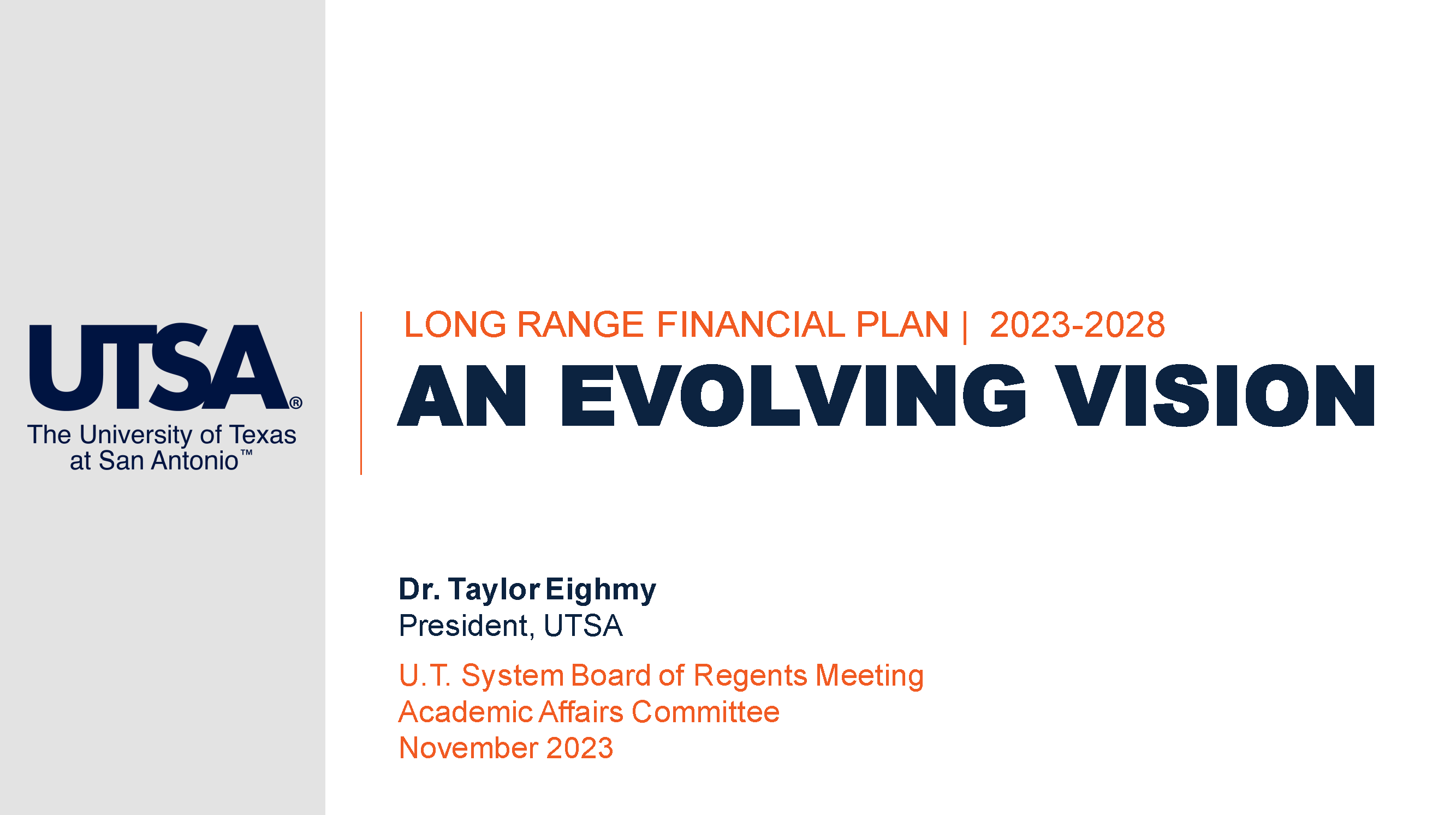Presentation: Long Range Financial Plan
