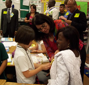 Bonham student pins medal on diplomat