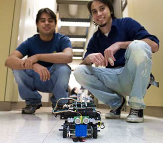 students and LEGO robot