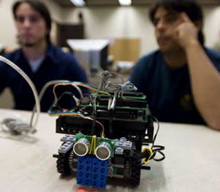 students and LEGO robot