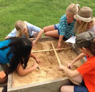 mock dig at archaeology camp