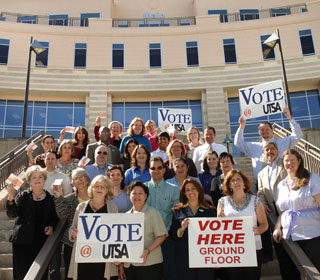 early-voting advocates at UTSA