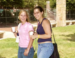 students in shade
