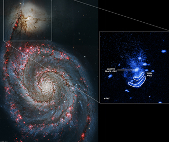 Spiral galaxy NGC 5195 and the X-ray arcs Schlegel's team identified.