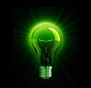 green light bulb