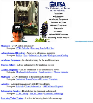 screenshot of old website