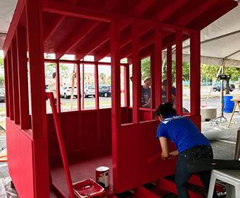 Playhouses were designed and constructed by UTSA architecture, construction and interior design students
