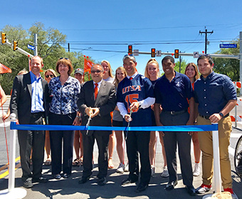 UTSA and city leaders held a ribbing cutting to mark the completion of the Kyle Seale Parkway project