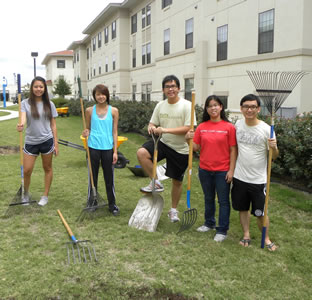 students at work