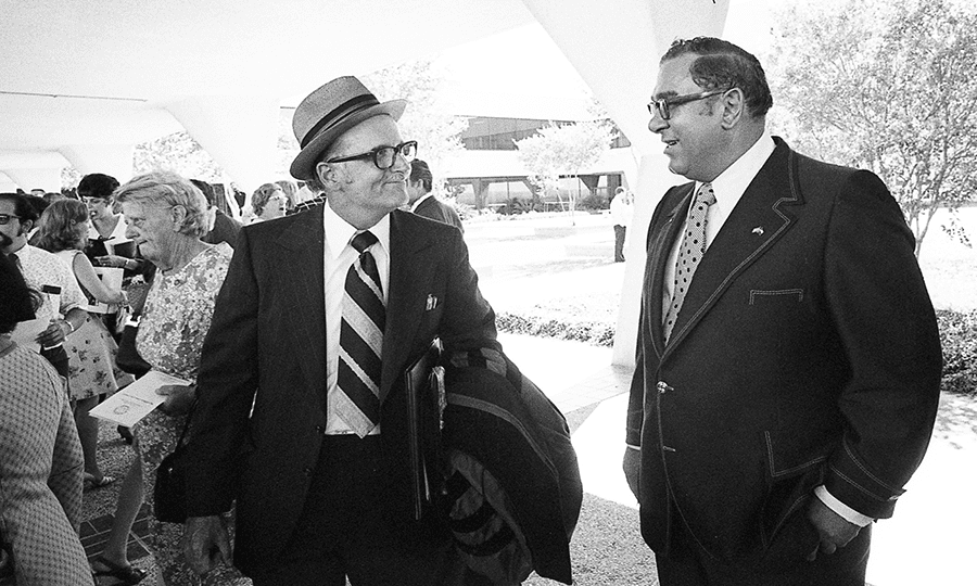 President Flawn and Representative Lombardino after the commencement ceremonies.