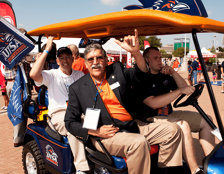During Romo’s tenure, UTSA reaches a record enrollment in the UT System and sets a goal for achieving National Research University Fund inclusion. The university also acquires its largest single bequest during its inaugural capital campaign, and it launches an NCAA football program with record-setting achievements.