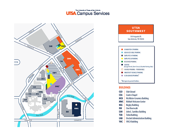 Visual representation of the parking information outlined in the page text above
