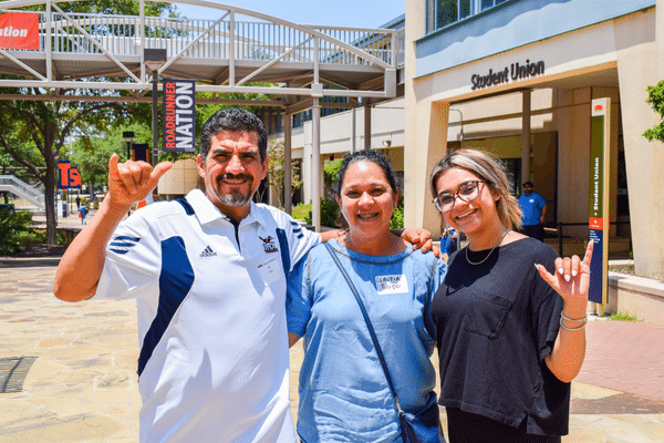 family in Student Union Paseo