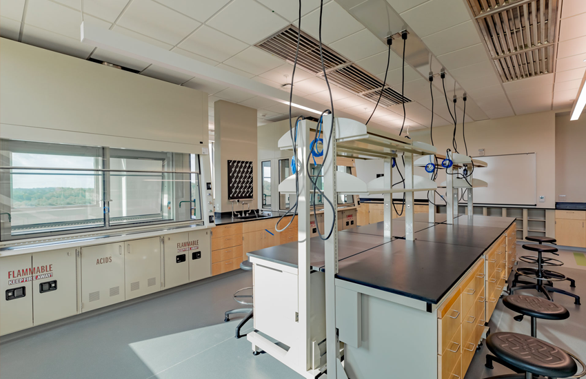 A general chemistry teaching lab on the third floor of the SEB