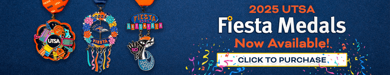 2025 UTSA Fiesta Medals are now available! Click to purchase at utsa.edu/fiesta/medals.