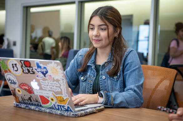 Student working on laptop