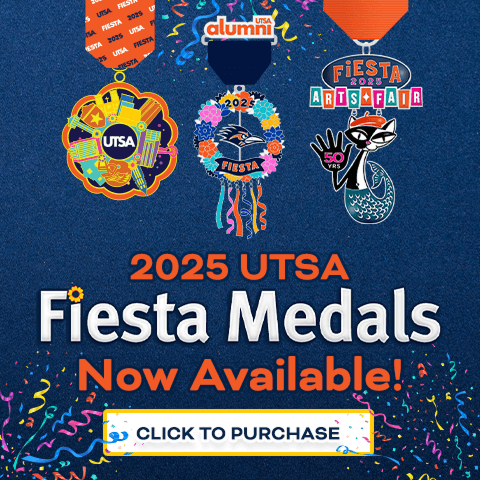 2025 UT San Antonio Fiesta Medals are now available! Click to purchase at utsa.edu/fiesta/medals.