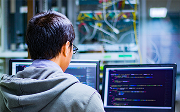 Student working on computer