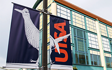 Rowdy on a banner
