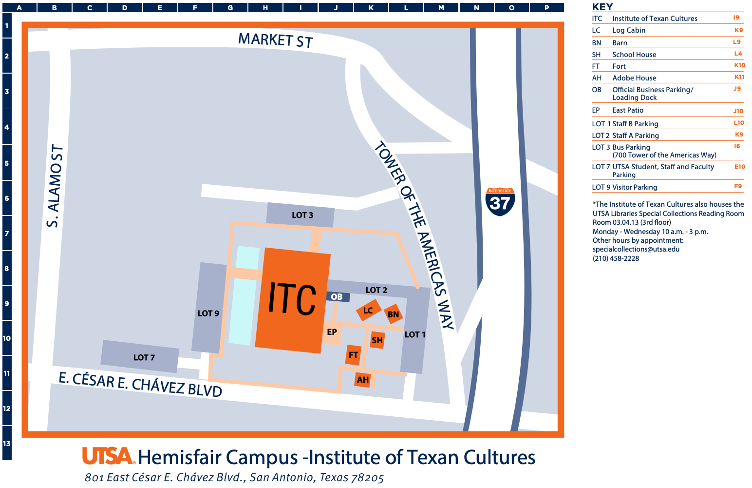 UTSA Hemisphere campus map