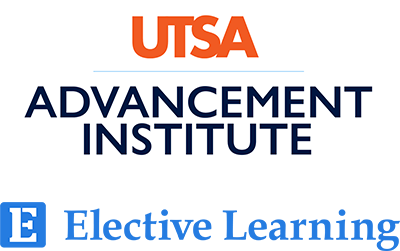 UTSA advancement institute logo with elective learning logo