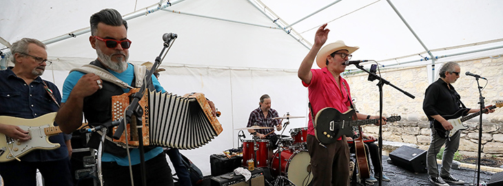 Band on stage for fiesta arts fair