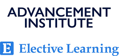 UTSA advancement institute logo with elective learning logo