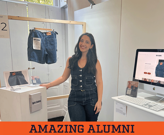 Isabella Haua smiling in front of her Denim 