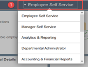 Screen shot of the Employee Self Service menu