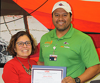 Brian Flores Helping to Construct UTSA’s Future: Wins First Quarter Celebrating Excellence Award 