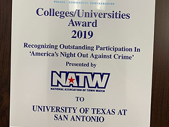 UTSA Recognized for Outstanding Participation in National Night Out