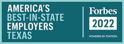 Forbes 2022 logo - Americas bests in state employers texas