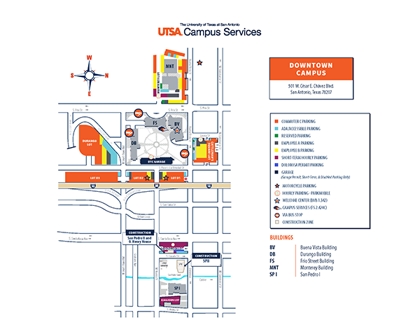 Visual representation of the parking information outlined in the page text above