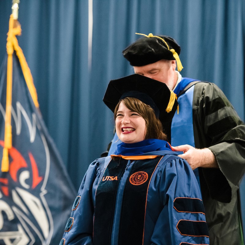 woman receiving doctoral hood