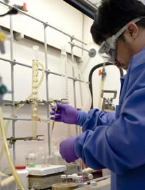 student in chemistry lab