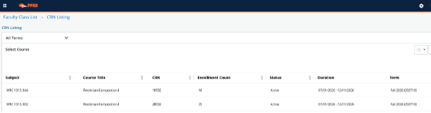 Midterm Grade tab