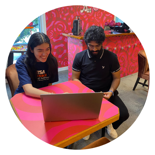 Two students working on a project together