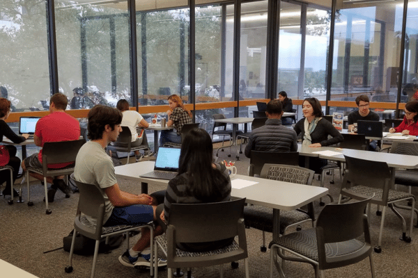 Students studying in Writing Center