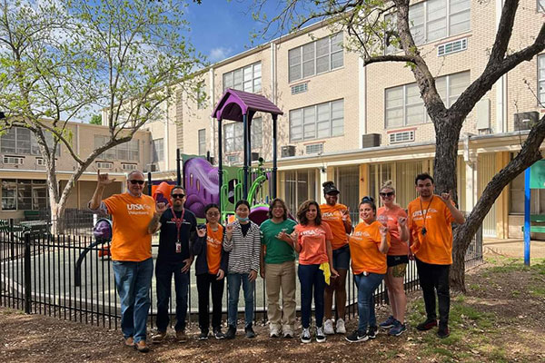 Group photo at a playground