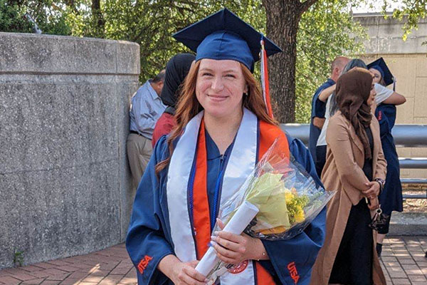 Student in cap and gown