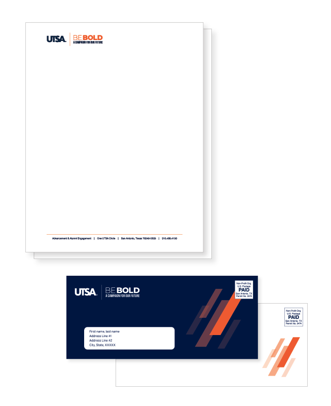 Example of stationery with be bold branding