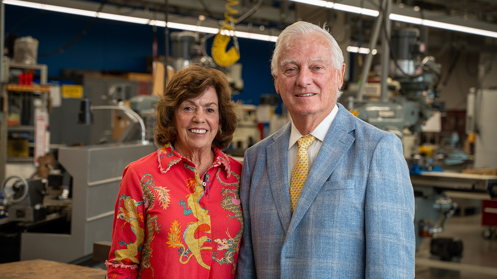 Bill and Margie Klesse in Makerspace on UTSA campus