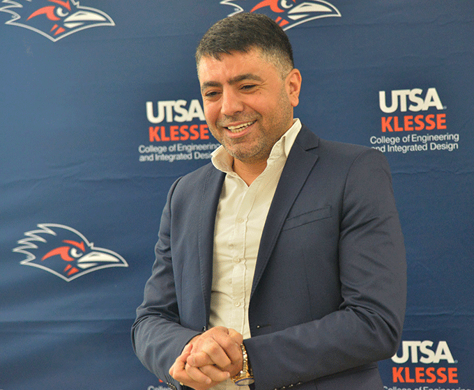 OCI Energy President and UTSA alumnus Sabah Bayatli '15 smiled during an event announcing the donation of $250,000 from his company to the Klesse College
