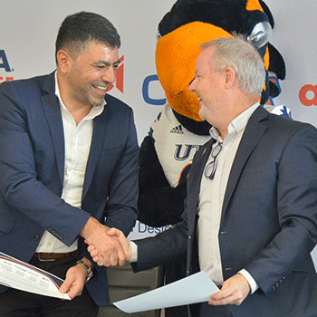 OCI Energy President and UTSA alumnus Sabah Bayatli '15 smiled during an event announcing the donation of $250,000 from his company to the Klesse College.