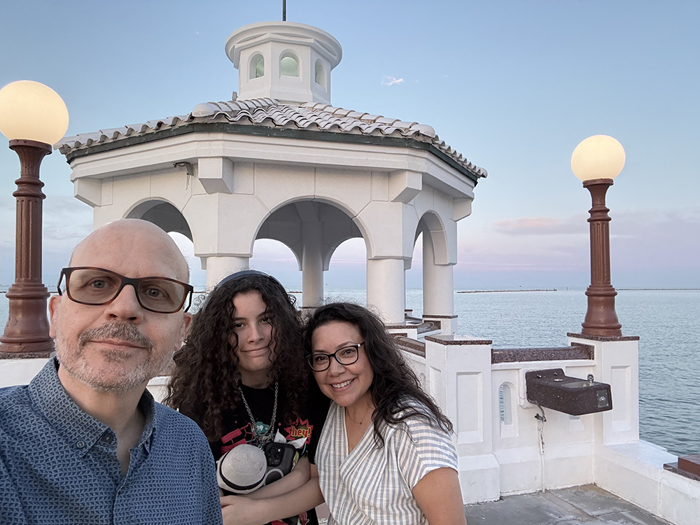 Parron Family taking selfie at bayfront in Corpus Christi, Texas
