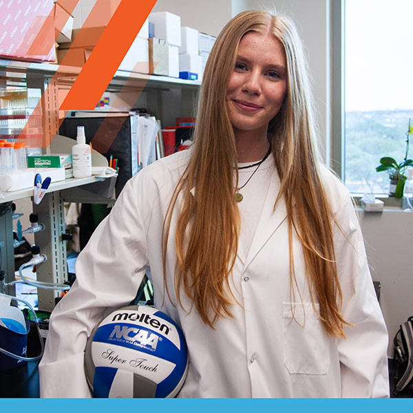 Mia Sorensen in lab coat